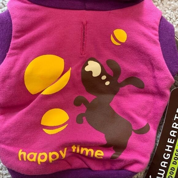 𝅺nwt Waghearted pink purple happy time dog top Sz XXS - Picture 4 of 5